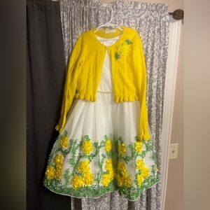 American Princess Yellow and White Floral Kids formal casual dress